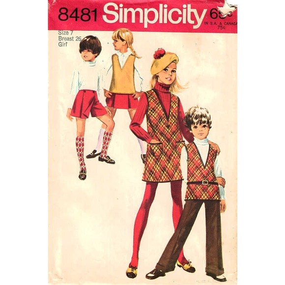 1960s Simplicity 8481 UNCUT Vintage Sewing Pattern Girls Jumper, Tunic Top Sz 7 - Picture 3 of 3